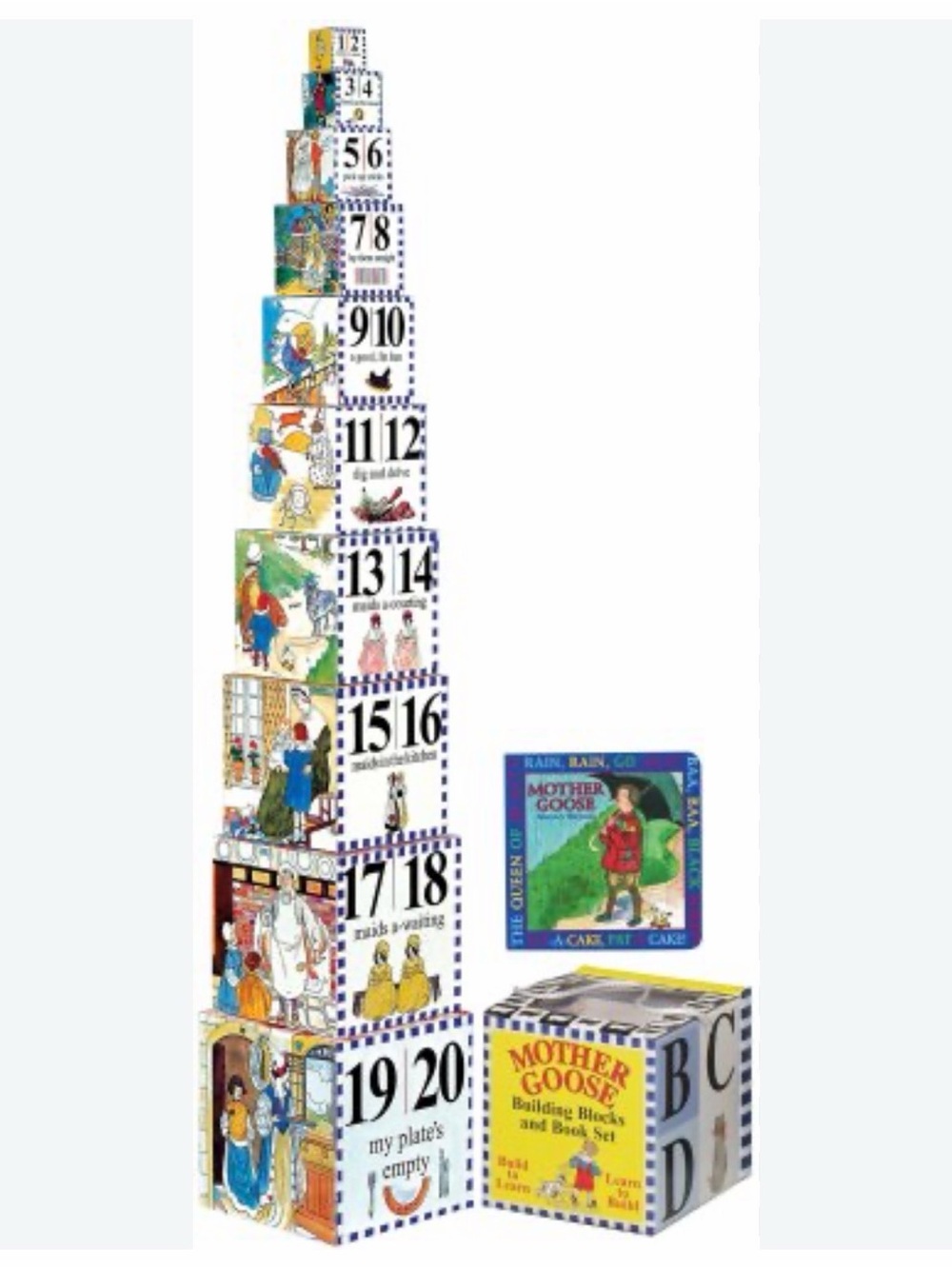 Vintage Mother Goose ABC Alphabet Nesting & Stacking Blocks Set of 10